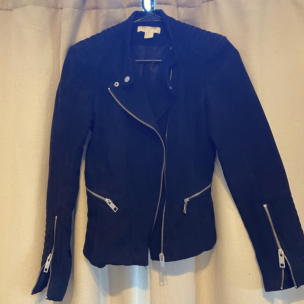 H&M black suede Moto Jacket